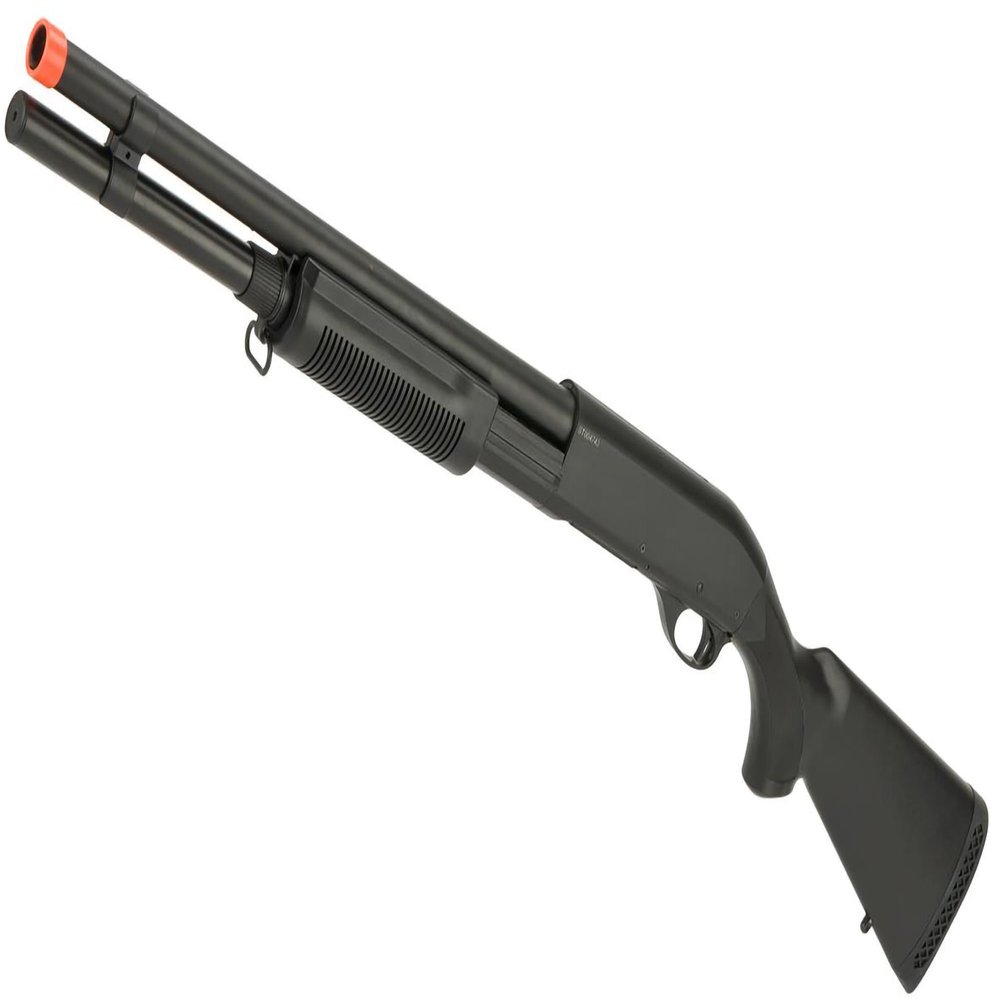 Evike Airsoft - CYMA Standard M870 3-Round Burst Multi-Airsoft Shotshell Loading Airsoft Shotgun with Full Stock