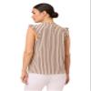 Adrianna Papell Diffusion Women's Ruffle Mock Neck Tank, Champagneblush Contrast Stripe, XL view 3