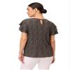 Adrianna Papell Diffusion Women's Pleated Knit Double Sleeve Top, Black Painted Dots, S view 2
