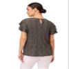 Adrianna Papell Diffusion Women's Pleated Knit Double Sleeve Top, Black Painted Dots, S view 3