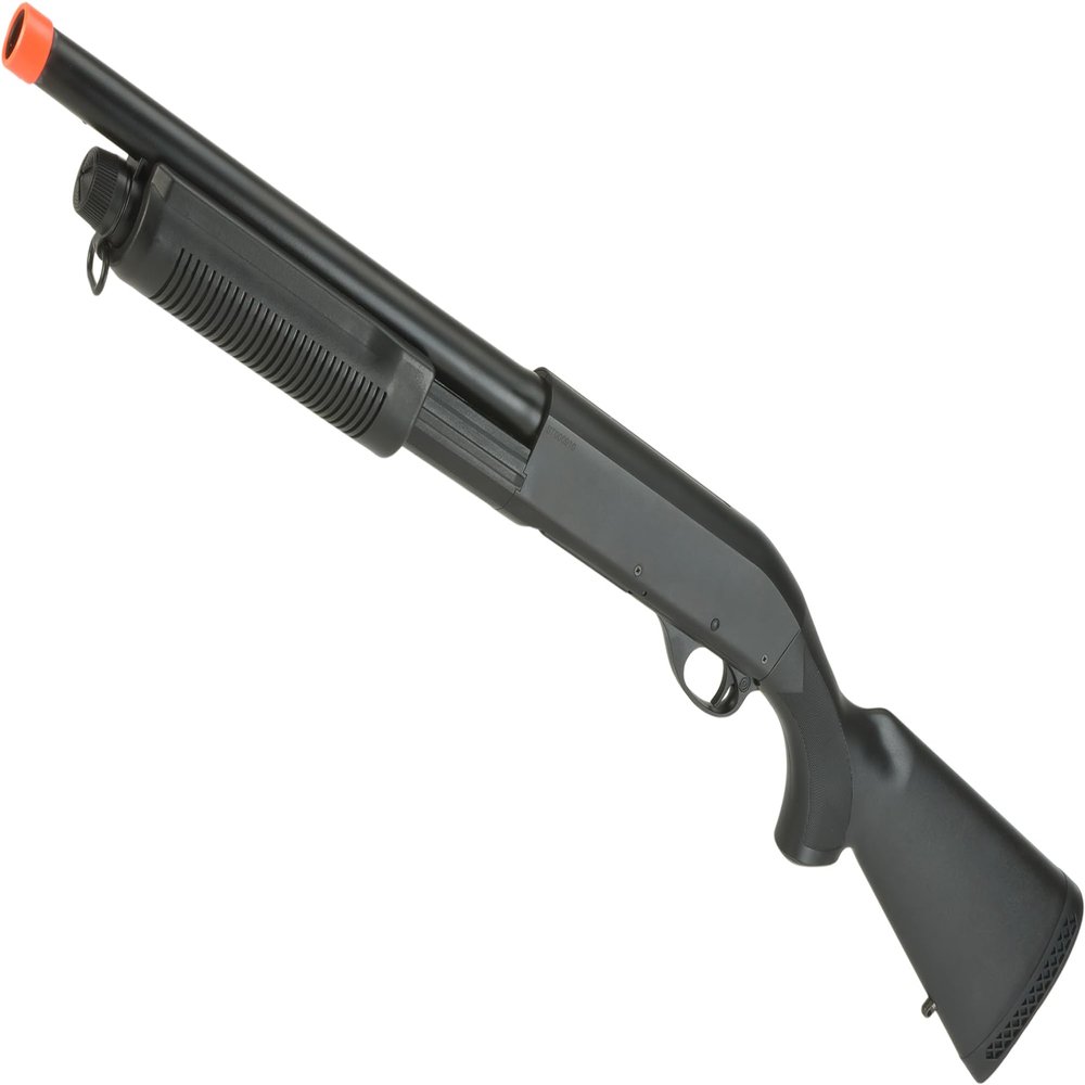 Evike Airsoft - CYMA Standard M870 3-Round Burst Multi-Shot Spring Powered Airsoft Shotgun with Shotshell Loading (Model: Full Stock CQB) - (PID: 60167)