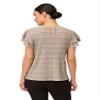Adrianna Papell Diffusion Women's Pleated Knit Double Sleeve Top, Ivory Blooming Dot, L view 2
