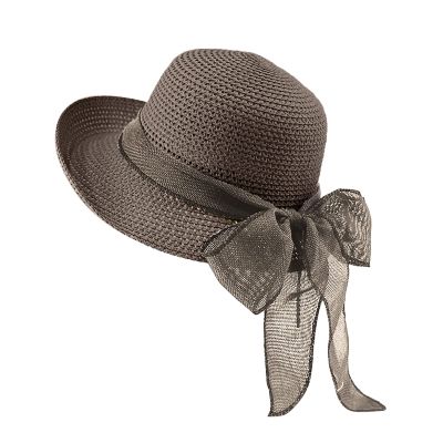 Summer Bucket Hats for Women Wide Bongrace Beach Sun Hat Straw Hat Sunscreen Sunshade Fisherman's Hat with Bow Tie (c-Coffee, One Size)
