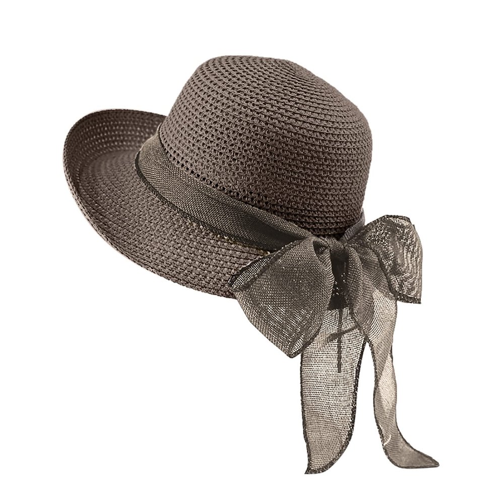 Summer Bucket Hats for Women Wide Bongrace Beach Sun Hat Straw Hat Sunscreen Sunshade Fisherman's Hat with Bow Tie (c-Coffee, One Size)