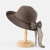 Summer Bucket Hats for Women Wide Bongrace Beach Sun Hat Straw Hat Sunscreen Sunshade Fisherman's Hat with Bow Tie (c-Coffee, One Size) view 3