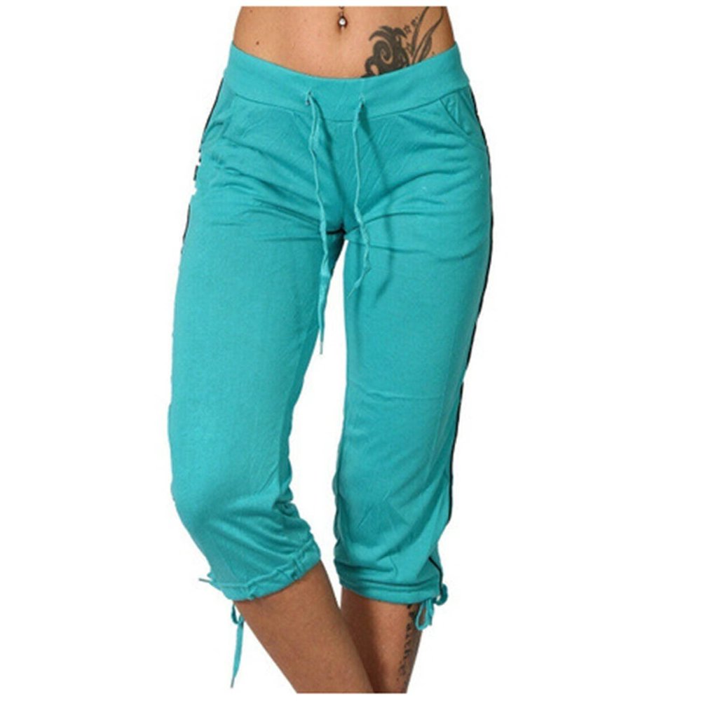 Uillui Women's Capris Workout Cropped Jogger Running Capri Pants Lightweight Casual Lounge Relax Fit Drawstring Sweatpants Green