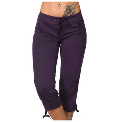 Uillui Women's Capris Workout Cropped Jogger Running Capri Pants Lightweight Casual Lounge Relax Fit Drawstring Sweatpants Purple