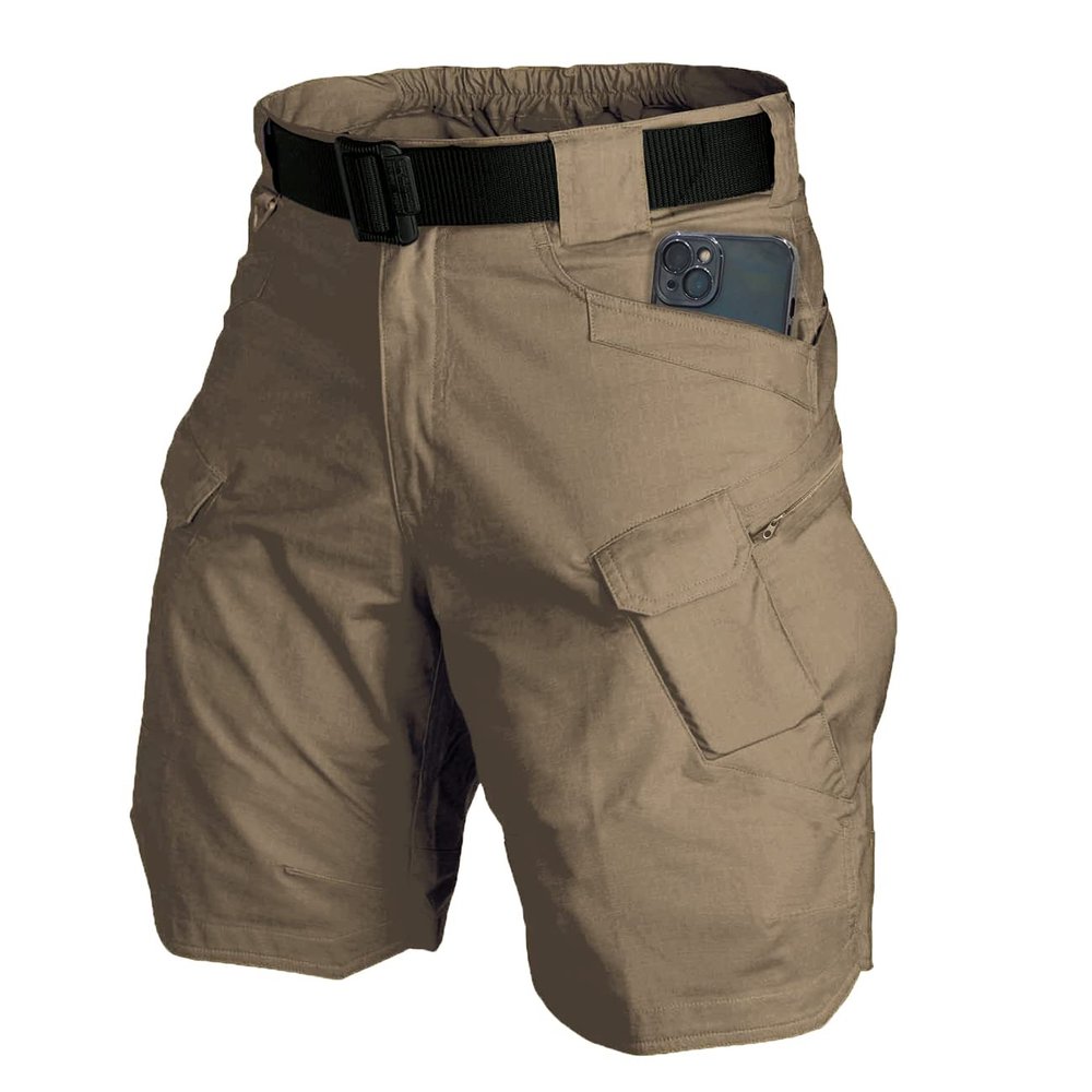 Yameekamulga Men's Regular Fit Mid Rise Solid Khaki Cargo Shorts with 2 Slash Pockets, Ideal for Climbing, Size 42