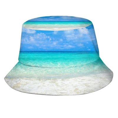 Hawaii Tropical Beach Sunset Bucket Hats Trendy Summer Travel Beach Outdoor Palm Tree Sun Hat Fisherman Cap