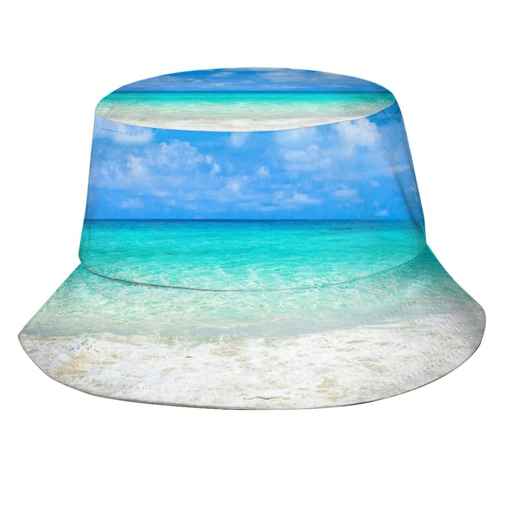 Hawaii Tropical Beach Sunset Bucket Hats Trendy Summer Travel Beach Outdoor Palm Tree Sun Hat Fisherman Cap