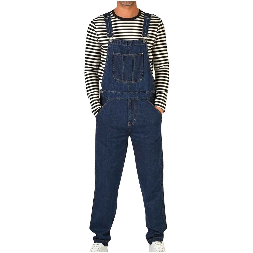 Dgoopd Men's Denim Bib Overalls Big & Tall Fashion Duck Casual Jean Loose Fit Breathable Jumpsuit Pants Workwear