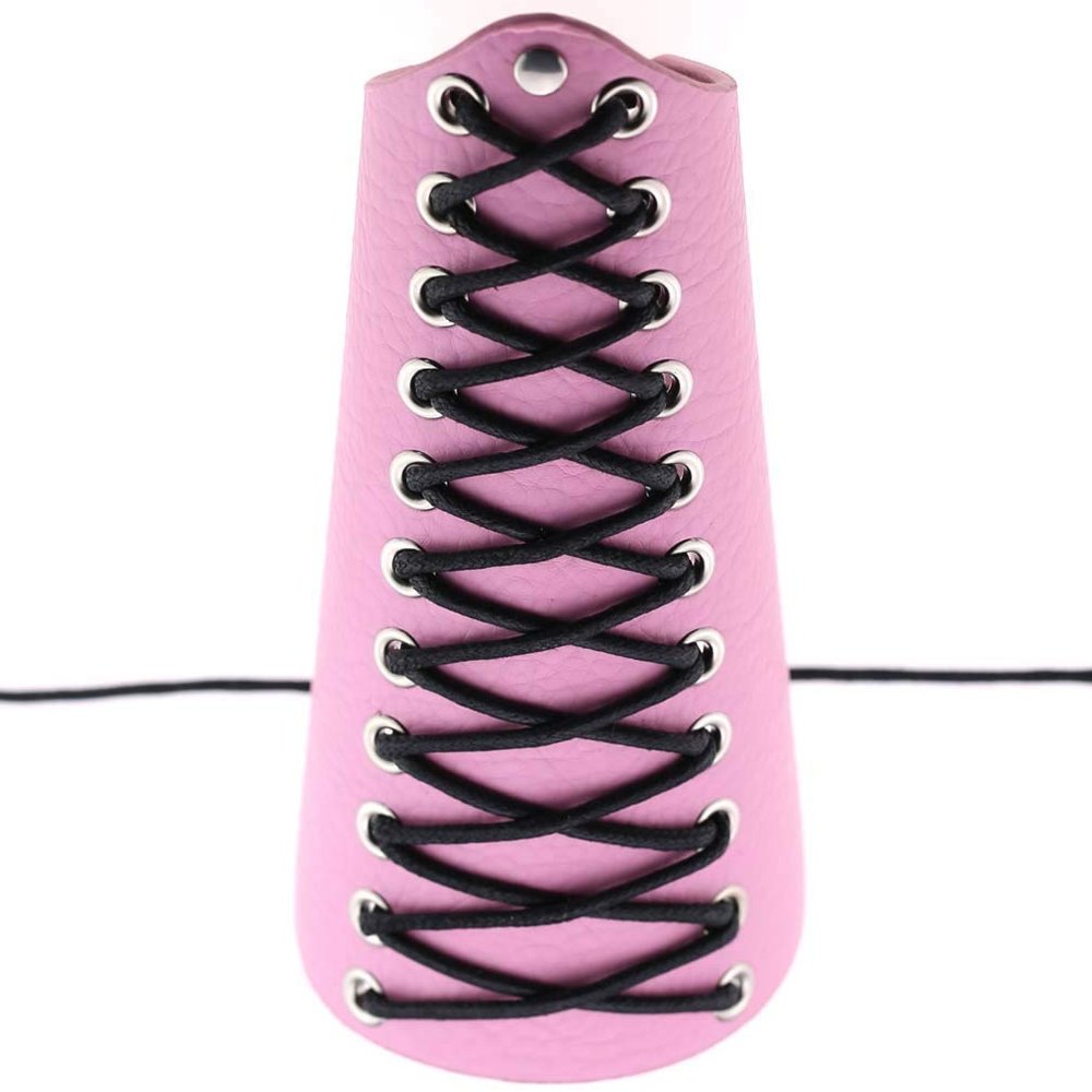 Harajuku Punk Leather Waxy Rope Wrist Guard Cosplay Binding Hand Strap Archery arm Guard Hand Guard Guard (Pink)
