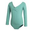 Dressnu Children's Dance Clothes Short-Sleeved Ballet Clothes Dance one-Piece Bean Green Long Sleeved+Open Crotch 130CM view 1