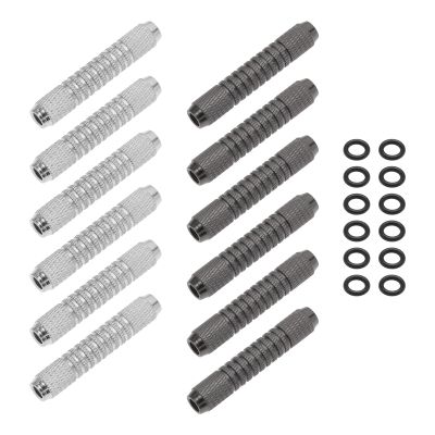 The Lord of the Tools 12PCS Dart Barrels with Dart Rubber O-Rings 14 Grams Replacement Dart Accessories 2BA Internal Thread (6 Black & 6 Silver)