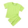 Kids Tales Teen Summer Outfits Set Boys Girls Drop Shoulder Tee Tops Athletic Shorts Round Neck Solid T-shirt+ Biker Shorts view 1