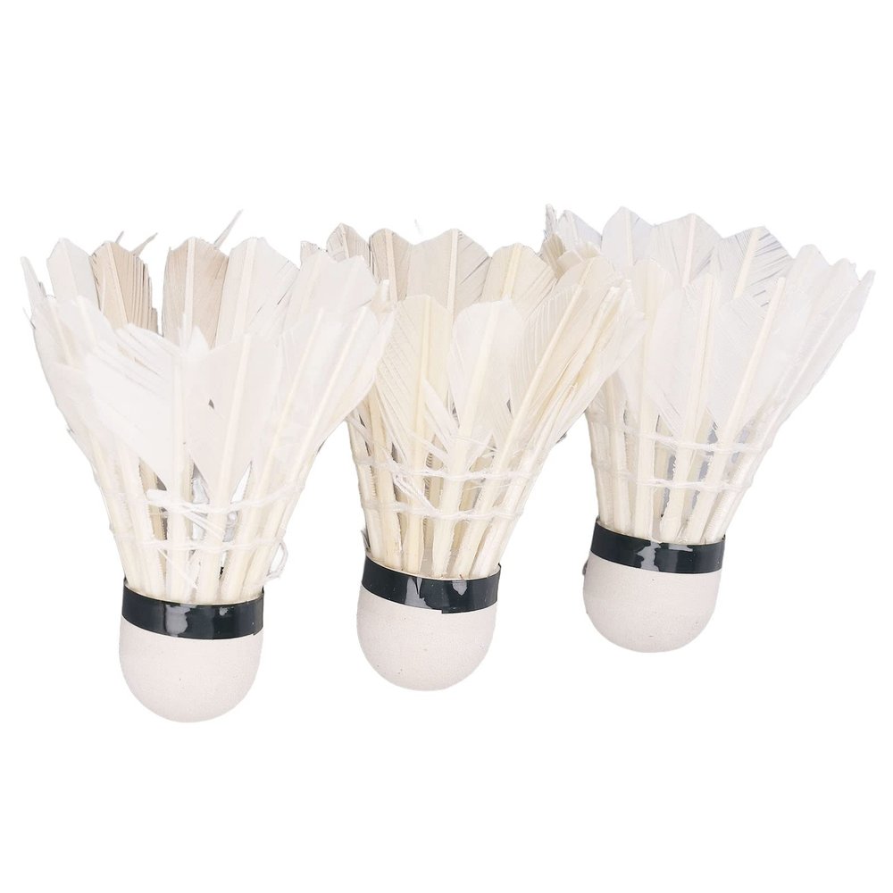 3pcs Feather Badminton Shuttlecocks, Professional Stable Durable White Shuttlecocks for Indoor Outdoor Sports