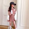 Children Kids Toddler Girls Long Sleeve Patchwork Baseball Coat Jacket Outer Patchwork Skirt Outfit Child's Ball Gown (Khaki, 7-9 Years) view 2
