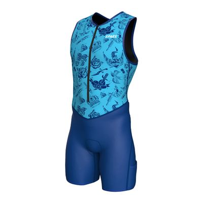 Sparx Men's Premium Triathlon Suit  Padded, Quick-Dry, Compression Fit, Lightweight Tri Suit for Swim, Bike, Run Race & Training (3XL, Blue Tattoos)