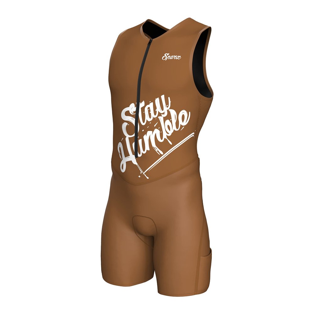 Sparx Men's Premium Triathlon Suit Padded, Quick-Dry, Compression Fit, Lightweight Tri Suit for Swim, Bike, Run Race & Training (3XL, Stay Humble)