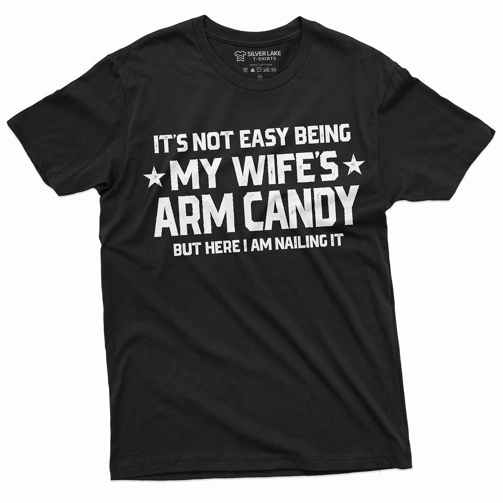 Men's Funny Husband Tee Wife's Army Candy T-Shirt Husband Shirts for Him Dad (Large Black)