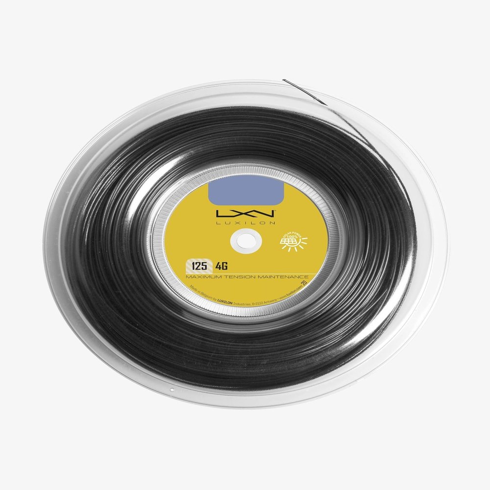 Luxilon 4G Tennis String Reel 200m (Soft, Black, Desert Bronze) (4G Black (Black) - 1.25mm)