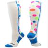 MadSportsStuff Crazy Dots Over the Calf Socks (White/Multi-Neon, Medium) view 1