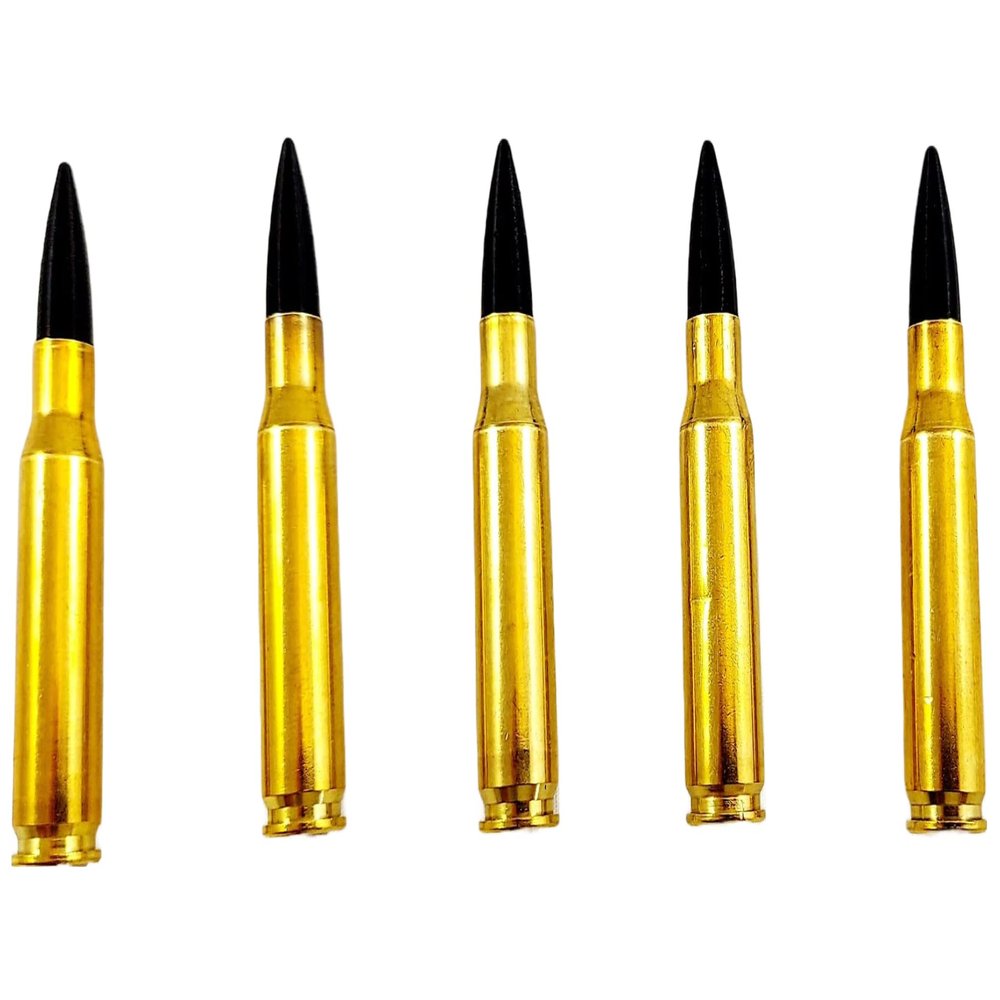 308 Winchester Snap caps - Dummy Training Rounds - Set of 5 (Black & Brass)