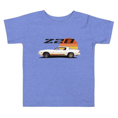 Chevy Camaro Z28 2nd gen Retro Color Custom Classic car Toddler Short Sleeve Tee Heather Columbia Blue