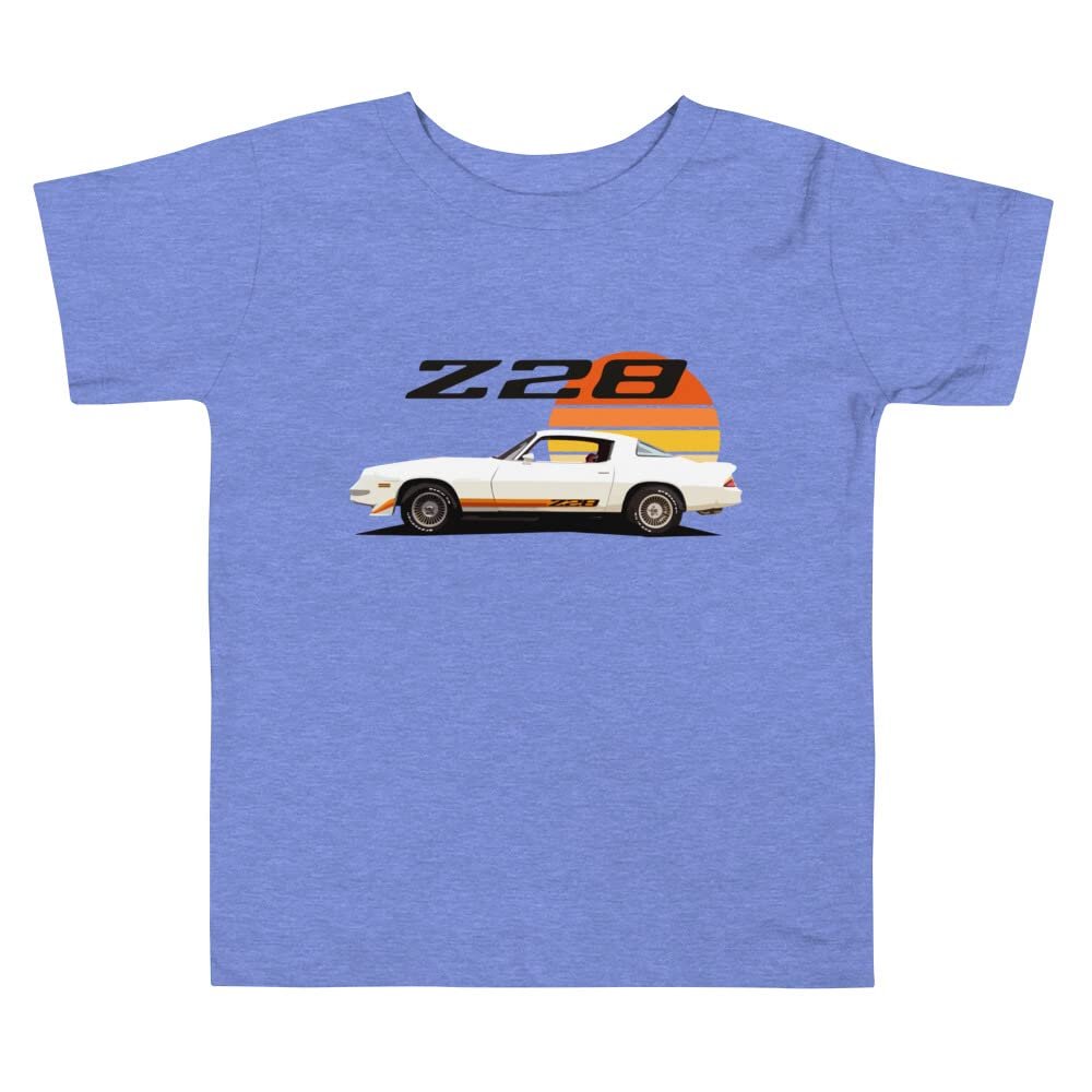 Chevy Camaro Z28 2nd gen Retro Color Custom Classic car Toddler Short Sleeve Tee Heather Columbia Blue