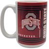 Boelter Brands Licensed NCAA Coffee Cup, 360 Degree Wrap Design, Featuring College Logo and Mascot Hero, Sublimated Mug, White 15oz (Ohio State Buckeyes)