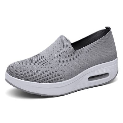 2023 New Air Cushion Orthopedic Shoes,Mesh up Stretch Platform Casual Walking Shoes,Women's Orthopedic Sneakers,Orthopedic Stretch Shoes for Women Arch Support (Gray, 940)