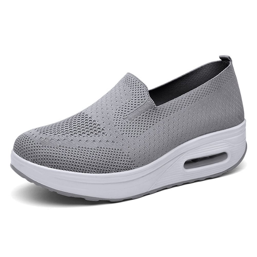 2023 New Air Cushion Orthopedic Shoes,Mesh up Stretch Platform Casual Walking Shoes,Women's Orthopedic Sneakers,Orthopedic Stretch Shoes for Women Arch Support (Gray, 940)