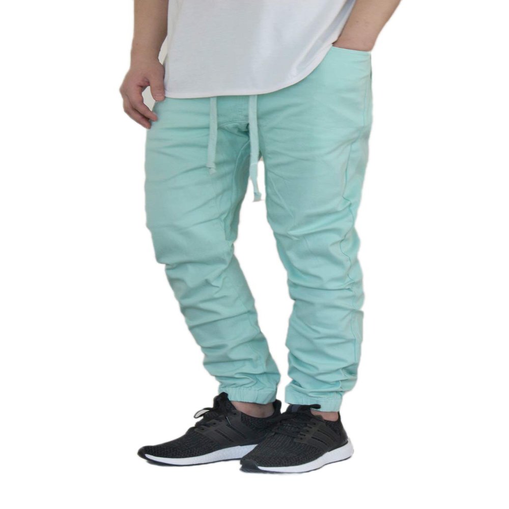 AIRNINE Men's Premium Twill Drop Crotch Jogger Pants S-5XL (Mint, 5X-Large)
