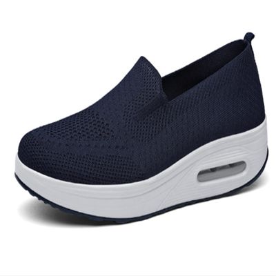 2023 New Air Cushion Orthopedic Shoes,Mesh up Stretch Platform Casual Walking Shoes,Women's Orthopedic Sneakers,Orthopedic Stretch Shoes for Women Arch Support (Blue, 535)