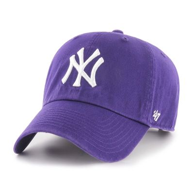 47 New York Yankees Mens Womens Clean Up Adjustable Strapback Purple Hat with White Logo