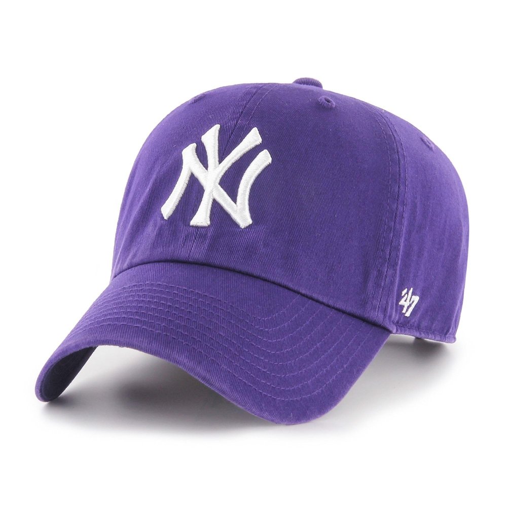 47 New York Yankees Mens Womens Clean Up Adjustable Strapback Purple Hat with White Logo