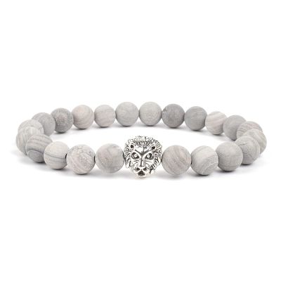 Bracelet Tiger Eye Black Onyx Matt Agates Stone Beads Bracelets On Hand Fashion Accessories Bangles Jewelry Gift,Grey Line Stone,19cm-7.5inch