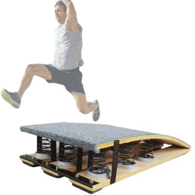 LXLZYXSF Hardwood Springboard - Gray Carpet & 9 Extra High Elasticity Springs, Jumping Aid Board for Gymnastics Beam Bar, Vault/High Jump Sport Equipment
