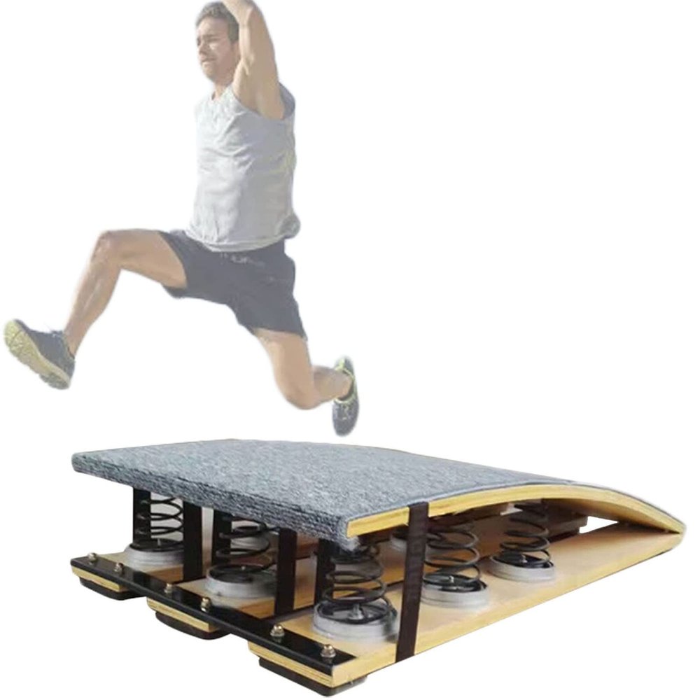 LXLZYXSF Hardwood Springboard - Gray Carpet & 9 Extra High Elasticity Springs, Jumping Aid Board for Gymnastics Beam Bar, Vault/High Jump Sport Equipment