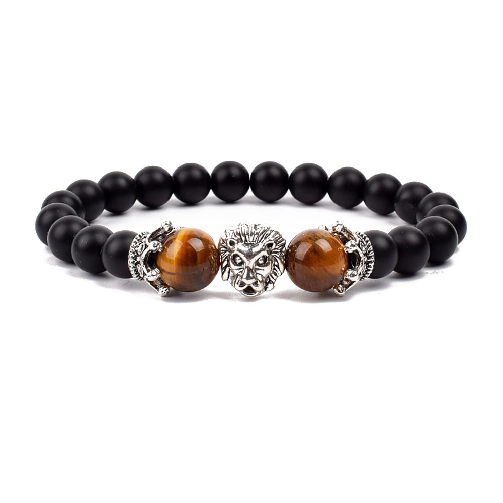 Bracelet Tiger Eye Black Onyx Matt Agates Stone Beads Bracelets On Hand Fashion Accessories Bangles Jewelry Gift,Yellow Tiger Eye,23cm-9.1inch