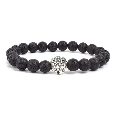 Bracelet Tiger Eye Black Onyx Matt Agates Stone Beads Bracelets On Hand Fashion Accessories Bangles Jewelry Gift,Lava,23cm-9.1inch