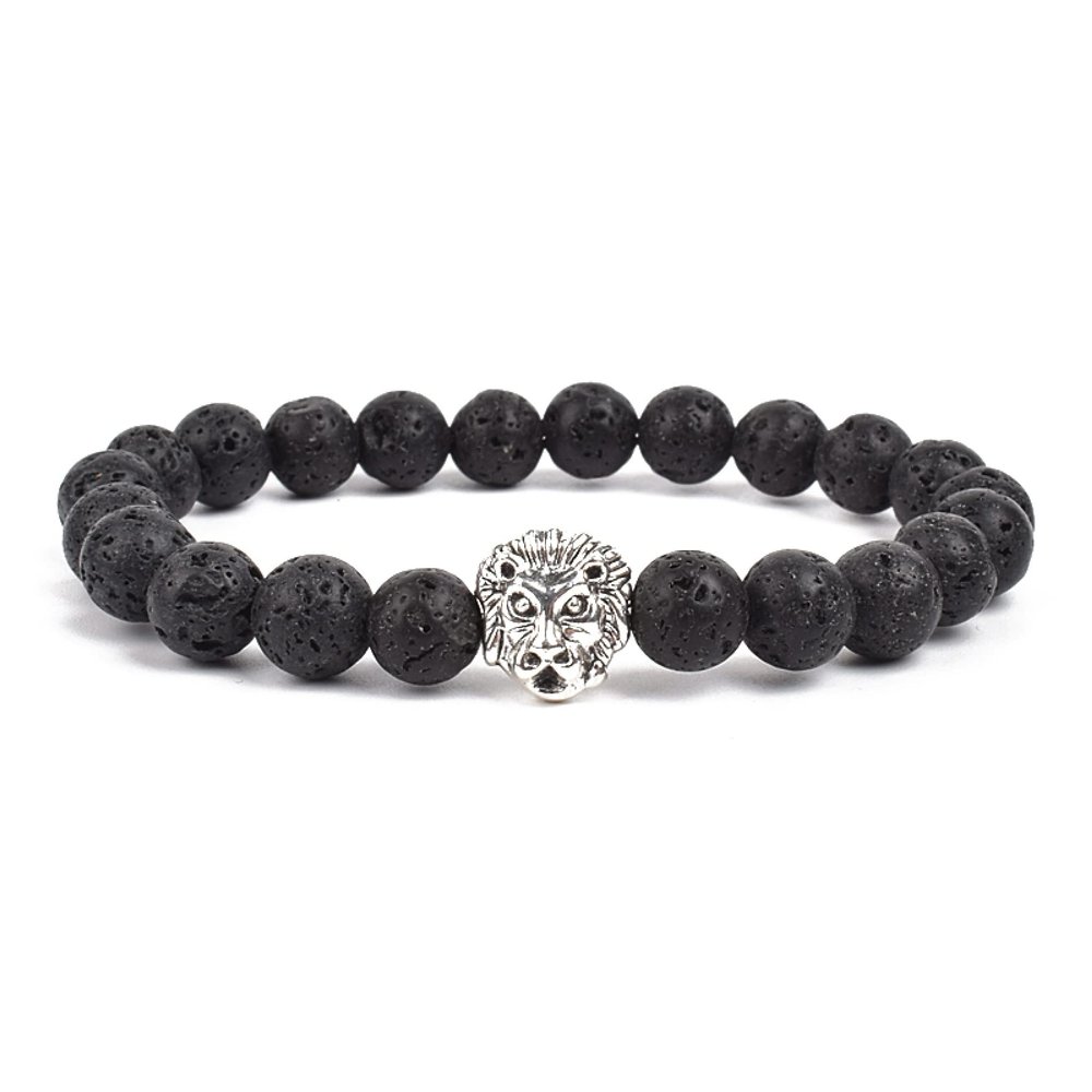 Bracelet Tiger Eye Black Onyx Matt Agates Stone Beads Bracelets On Hand Fashion Accessories Bangles Jewelry Gift,Lava,23cm-9.1inch