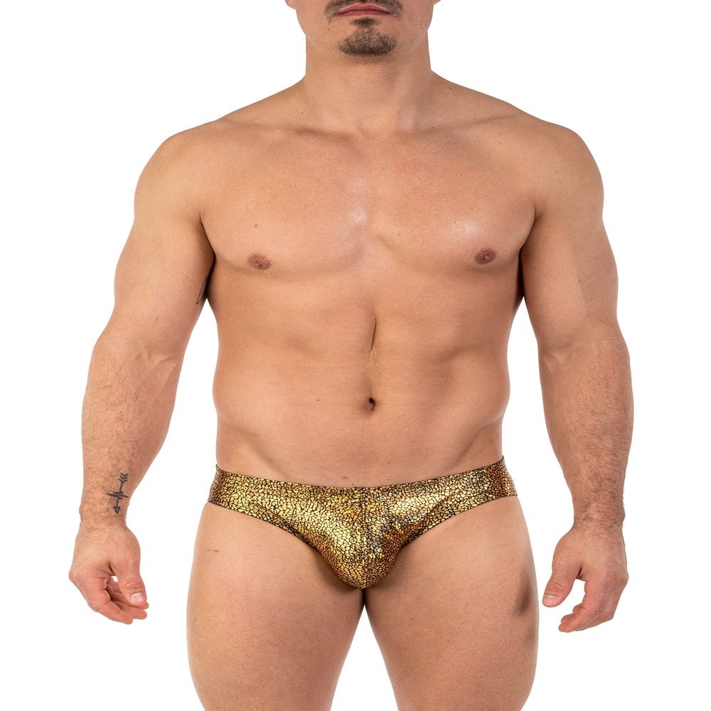 Gary Majdell Sport Mens Gold Snake Skin Counter Pouch Bikini Swimsuit Size X-Large