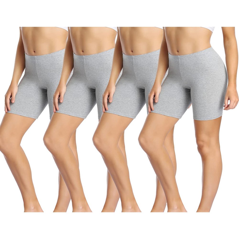 wirarpa Women's Cotton Boy Shorts Underwear Long Leggings Under Shorts Anti Chafe Bloomers 4 Pack Grey Size L