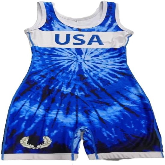 Athena Wrestling - Blue Tie Dye Womens/Girls Freestyle Singlet