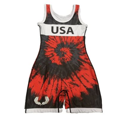 Athena Wrestling - Red Tie Dye Womens/Girls Freestyle Singlet