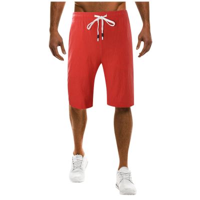 Ymosrh Mens Shorts, Drawstring Shorts Stretch Summer Men Fashionable Men's Shorts with Solid Color Loose Fitting Casual Sports Shorts Fishing for Casual Uniform 9 Inch Golf Casual Slim (3XL, Red)