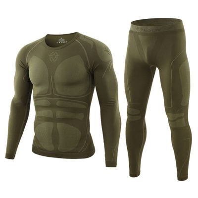 Dressnu men's sports set Outdoor cycling sports training suit Running fitness wear Army green M