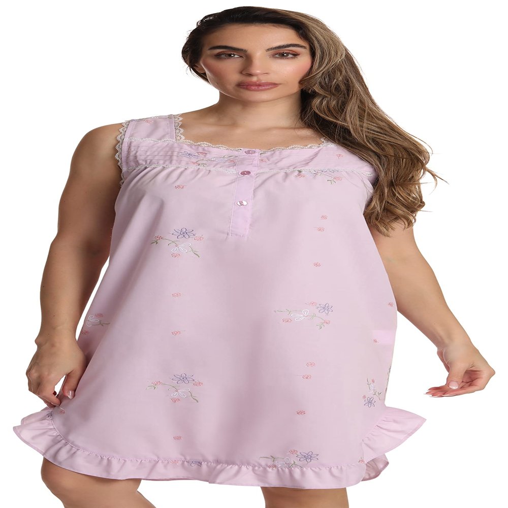 Dreamcrest Sleeveless Seersucker Gowns 6512-PUR-XL