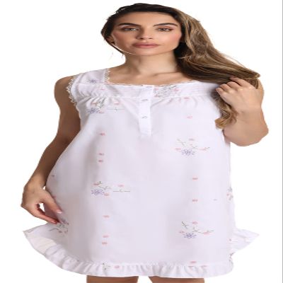 Dreamcrest Sleeveless Seersucker Gowns 6512-WHT-L